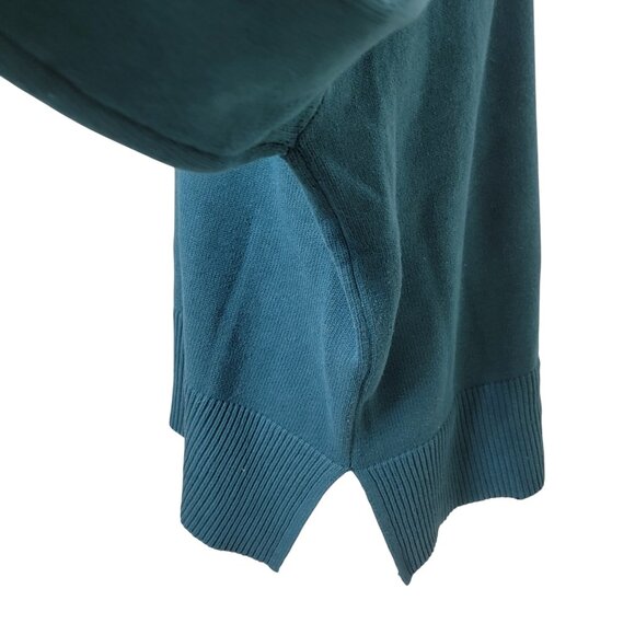 LOFT Size XS Dark Teal Cowl/Turtle Neck Sweater, Split Hem, Gentlly Used Cond. - Picture 4 of 13